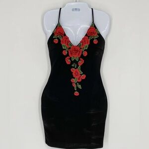 Windsor black mini rose dress